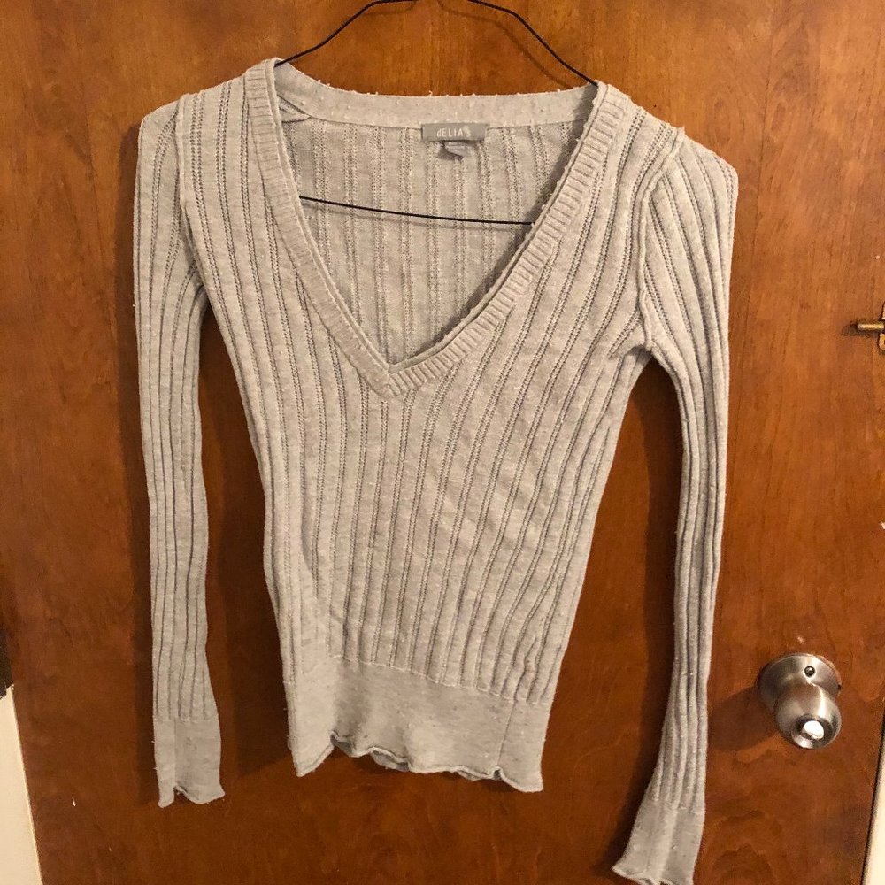 Ribbed Gray Sweater